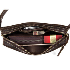 Cool Dark Brown Leather Mens Fanny Pack Waist Bag Hip Pack Belt Bags Bumbags for Men - iwalletsmen