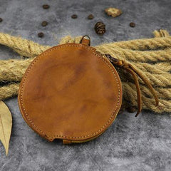 Mens Brown Leather Coin Purse Coin Pouch Change Case Mini Leather Pouch For Men and Women - iwalletsmen