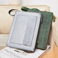 Cool Leather Large Mens Wristlet Bag Vintage Clutch Zipper Bag for Men - iwalletsmen