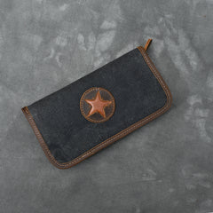 Brown Canvas Mens Long Wallet Zipper Green Clutch Phone Wallet For Men - iwalletsmen
