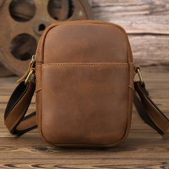 Black LEATHER MEN'S Small Side bag Brown Vertical Phone Bag MESSENGER BAG Courier Bag FOR MEN - iwalletsmen