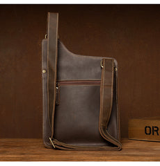 Cool Brown Mens Leather Small Side Bag Vintage Messenger Bags Courier Bag for Men - iwalletsmen