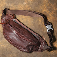 Brown MENS Suede 8 inches Black LEATHER FANNY PACK Chest Bag WAIST BAGS For Men - iwalletsmen