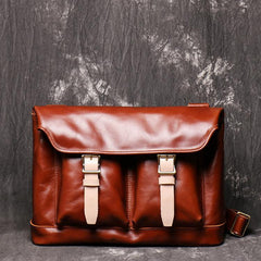 Brown Leather Men Satchel Side Bag Messenger Bag Black Courier Bag For Men - iwalletsmen