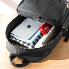 Casual Black Mens Leather School Backpacks Travel Backpacks 14-inch Laptop Backpack for men - iwalletsmen