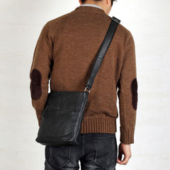 Genuine Leather Mens Cool Messenger Bag Shoulder Bag Chest Bag Bike Bag Cycling Bag for men
