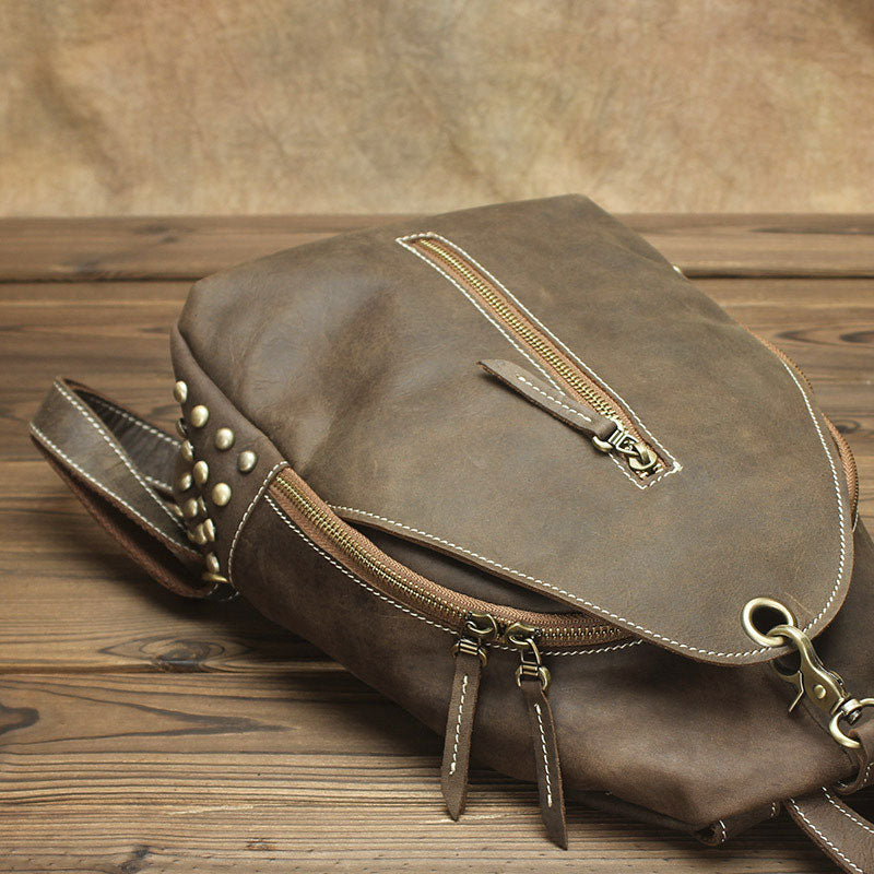 Cool Brown Mens Small Backpacks Vintage School Backpack Travel Backpack Bags for Men - iwalletsmen