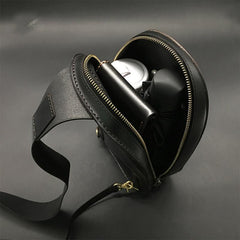 Black Handmade Tooled Leather Monkey King Sling Bag Chest Bag One Shoulder Backpack For Men - iwalletsmen