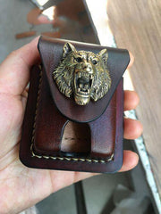 Coffee Handmade Leather Mens Classic Zippo Lighter Case Zippo Lighter Holder with Belt Loop for Men - iwalletsmen