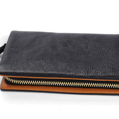 Handmade Leather Mens Cool Long Leather Wallet Bifold Clutch Wallet for Men - iwalletsmen