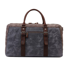 Mens Waxed Canvas Leather Large Weekender Bag Canvas Travel Bag for Men - iwalletsmen