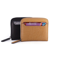 Leather Mens Zipper Front Pocket Wallet Card Wallet Slim Small Change Wallet for Men - iwalletsmen