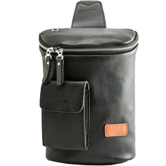 Badass Black Leather Men's Barrel Sling Bag Chest Bag Black Sling Pack One shoulder Backpack Waist Bag For Men - iwalletsmen