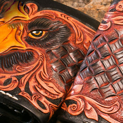 Handmade Leather Eagle Tooled Mens billfold Wallet Cool Leather Wallet Slim Wallet for Men