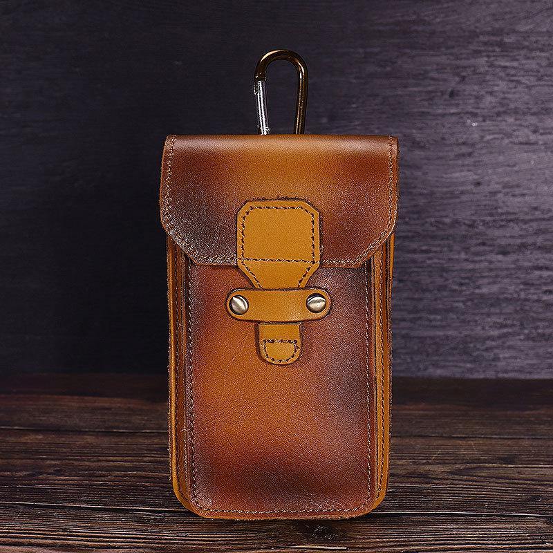 Black Leather Cell Phone Holster Mens Belt Pouches Waist Bags BELT BAGs Belt Holster  For Men - iwalletsmen