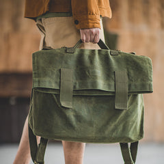 Cool Waxed Canvas Mens Green Military Courier Bag Postman Bag Backpack Large Side Bag For Men - iwalletsmen