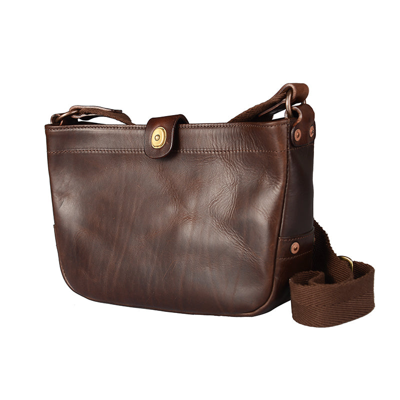 Casual Tan Leather Mens 8 inches Postman Bag Side Bag Brown Leather Messenger Bags Courier Bag For Men - iwalletsmen