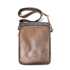 Cool Canvas Leather Mens Vertical Small Side Bag Gray Messenger Bag for Men - iwalletsmen