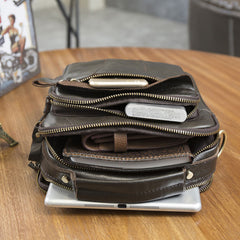 Cool Leather Mens Small Side Bag Messenger Bags Shoulder Bags for Men - iwalletsmen