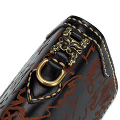 Handmade Leather Mens Chain Chinese Handwriting Biker Wallet Cool Leather Wallet Long Phone Wallets for Men