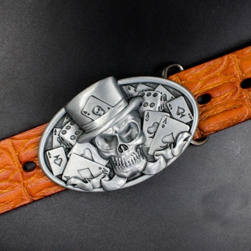 Handmade Genuine Leather Punk Rock Skull Mens Cool Men Biker Trucker Leather Belt