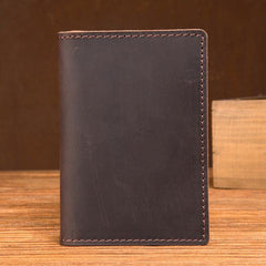 Black Cool Leather Mens Brown Driver's License Wallet Card Wallet Bifold Thin Card Holder For Men - iwalletsmen