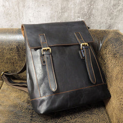 Cool Mens Leather 15inch Laptop Backpack Travel Backpack Leather School Backpacks for Men - iwalletsmen
