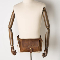 Cool Light Brown Leather Fanny Pack Mens Belt Bags Waist Bags Hip Pack Bumbag for Men - iwalletsmen