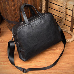 Black Cool Leather 14 inches Shoulder Bag Travel Bags Handbags Luggage Bag for Men - iwalletsmen
