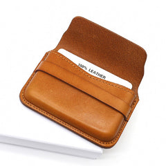Brown Leather Mens Card Wallet Front Pocket Wallets Cool Small Change Wallet for Men - iwalletsmen