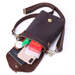Vintage Brown Leather Men's Belt Pouch Cell Phone Holster Belt Bag Mini Side Bag For Men - iwalletsmen