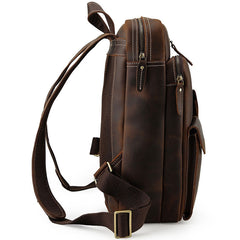 Cool Leather Dark Brown Mens Laptop Backpacks Vintage School Backpack Backpack Bag for Men - iwalletsmen