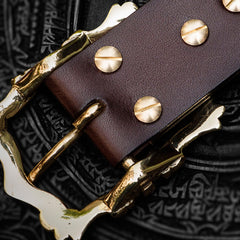 Handmade Genuine Leather Mens Tooled Tiger Belt Custom Cool Leather Men Black Belt for Men