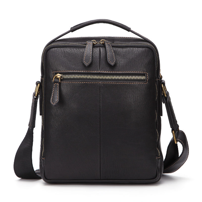Fashion Black Leather Men's Tablet Shoulder Bag Small Vertical Side Bag Messenger Bag For Men - iwalletsmen