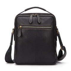 Fashion Black Leather Men's Tablet Shoulder Bag Small Vertical Side Bag Messenger Bag For Men - iwalletsmen