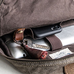 Canvas Leather Mens Cool Chest Bag Sling Bag Crossbody Bag Travel Bag Hiking Bag for men - iwalletsmen