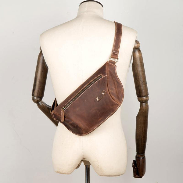 Cooll Mens Brown Leather Fanny Pack Mens Waist Bags Hip Pack Belt Bags Bumbags for Men - iwalletsmen