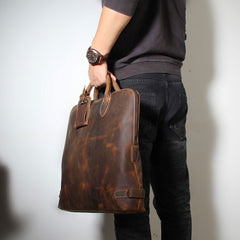 Handmade Leather Mens Cool Business Bag Briefcase Work Bag Laptop Bag for men