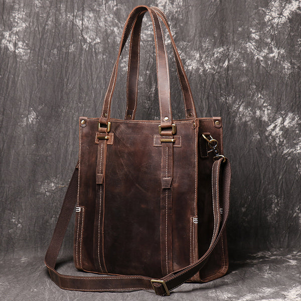 Handmade Brown LEATHER Mens/Womens Tote Messenger Tote Bag Tote HandBag Shoulder Bag For Men - iwalletsmen