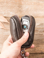 Black Leather Mens Small Car Key Wallets Brown Key Holder Car Key Pouch For Men - iwalletsmen