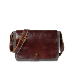 Cool Black Canvas Leather Mens Brown Courier Bag Messenger Bags Casual Postman Bags for Men - iwalletsmen