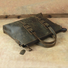 Cool Dark Brown Leather Men Vintage Briefcase 13inch laptop Shoulder Bag Work Bag For Men - iwalletsmen