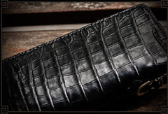 Handmade Leather Tibetan Mens Chain Biker Wallet Cool Leather Wallet Long Clutch Wallets for Men