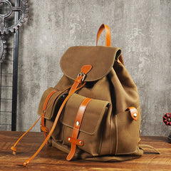 Tan Cool Mens Leather Backpack Travel Backpack Leather Hiking Backpack for Men - iwalletsmen