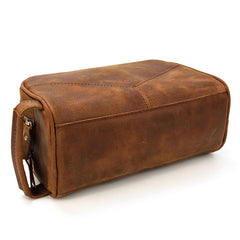 vintage Leather Men's Clutch Bag Double Zipped Small Wristlet Handbag For Men - iwalletsmen