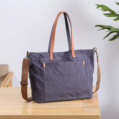 Casual Canvas Leather Mens Womens Large White Handbag Tote Bag Khaki Shoulder Bag Tote Purse For Men - iwalletsmen