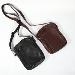 Cool Black LEATHER MEN'S 8 INCHES Small Side BAGs Vertical Coffee MESSENGER BAGs Courier BAG FOR MEN - iwalletsmen