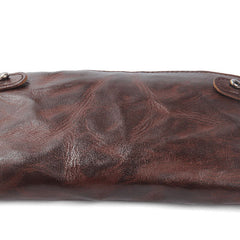 Handmade Leather Mens Cool Long Leather Wallet Bifold Clutch Wallet for Men