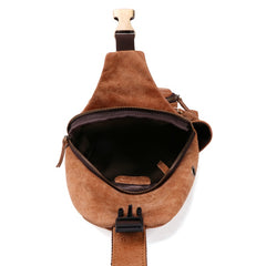 Cool Brown Leather Mens Sling Bag Sling Shoulder Bag Chest Bag Sling Crossbody Bag For Men - iwalletsmen