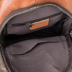 Gray Leather Men's Sling Bag 8 inches Brown Chest Bag One Shoulder Backpack For Men - iwalletsmen